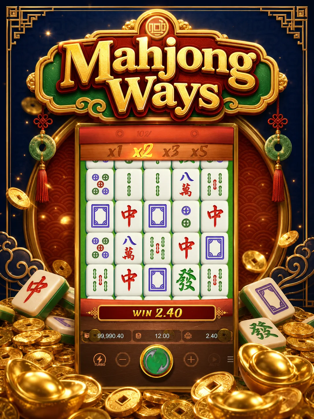 Mahjong Ways slot - cascading mahjong tiles with rising win multiplier